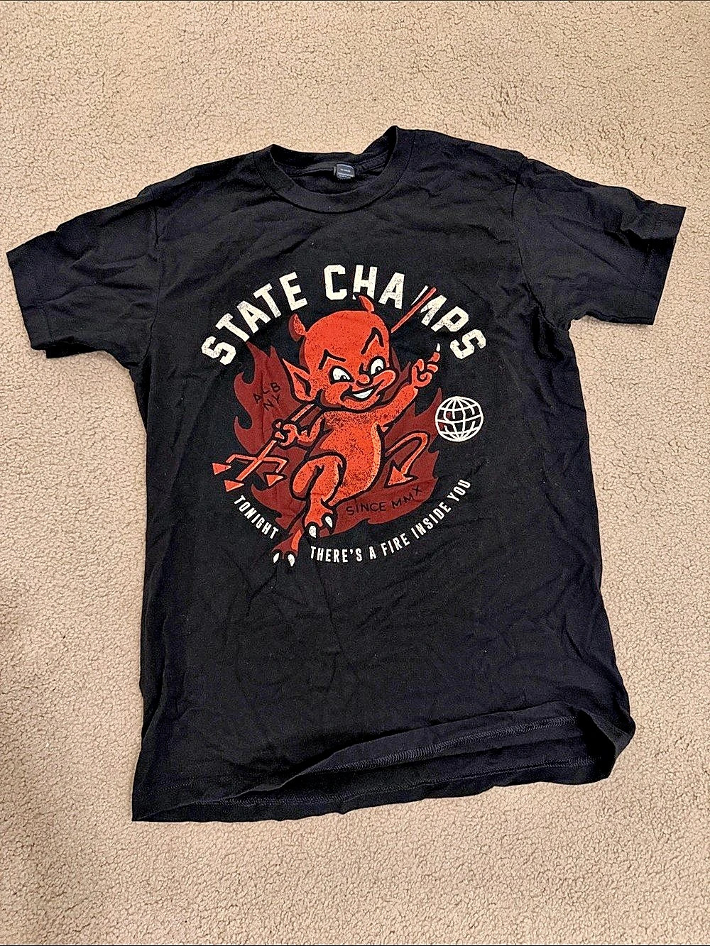 State Champs Devil Band T-Shirt Graphic Short Sleeve Tee Black 2016 Era